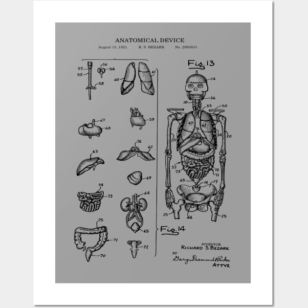 Human Skeleton Patent Blueprint Illustration Wall Art by MadebyDesign